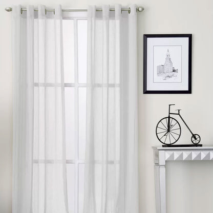 Pair of White Eyelet Sheer Curtains 140 x 225cm V442-ABR-CURTAIN-EYELETSHEER-WHITE-RE
