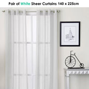 Pair of White Eyelet Sheer Curtains 140 x 225cm V442-ABR-CURTAIN-EYELETSHEER-WHITE-RE