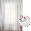 Pair of White Checkered Eyelet Sheer Curtains 140 x 225cm V442-ABR-CURTAIN-EYELETSHEERCHECKERED-WHITE-RE
