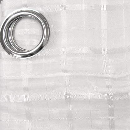Pair of White Checkered Eyelet Sheer Curtains 140 x 225cm V442-ABR-CURTAIN-EYELETSHEERCHECKERED-WHITE-RE