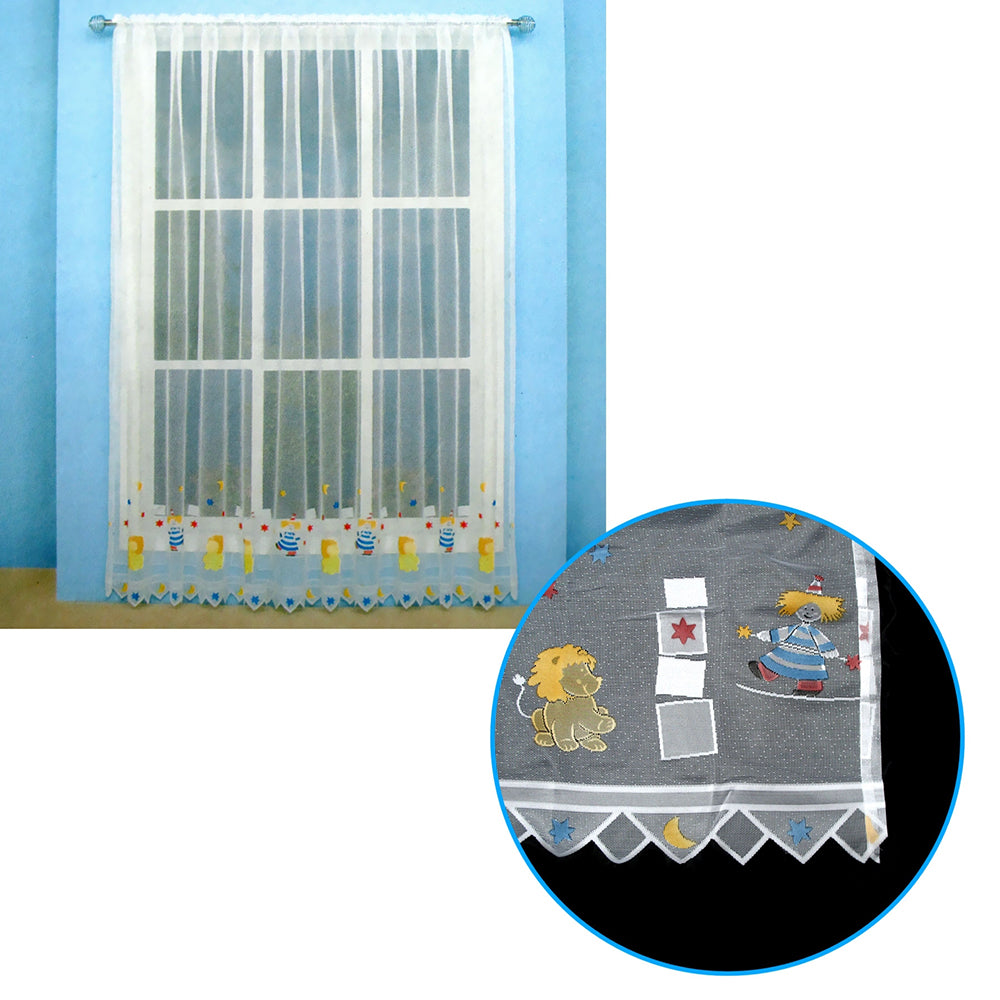 One Piece Kids CuteSheer Lace Curtain Circus V442-ABR-CURTAIN-LACECIRCUS-WHITE-RE