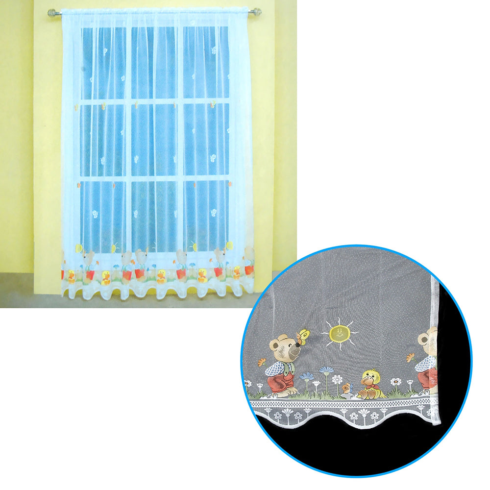 One Piece Kids CuteSheer Lace Curtain Teddy Garden V442-ABR-CURTAIN-LACETEDDY-WHITE-RE