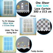 One Piece Kids CuteSheer Lace Curtain Teddy Garden V442-ABR-CURTAIN-LACETEDDY-WHITE-RE