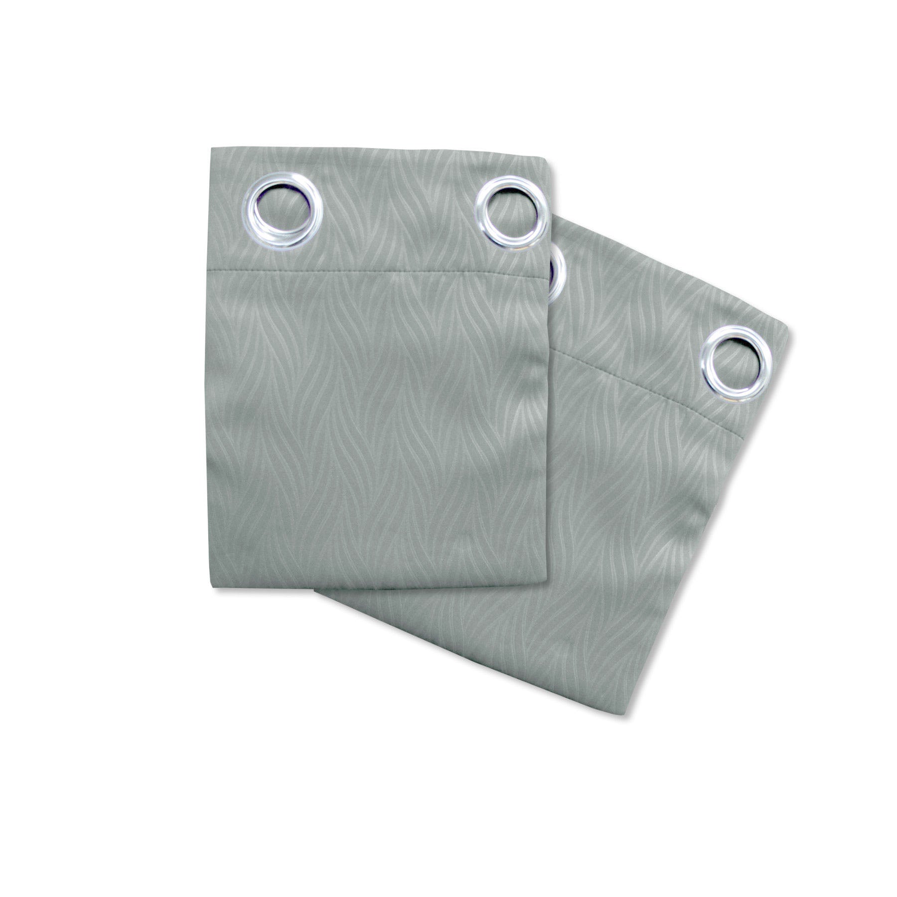 Pair of Blockout Embossed Eyelet Leaf Curtains Grey V442-ABR-CURTAIN-LEAFEYELET-GREY-RE