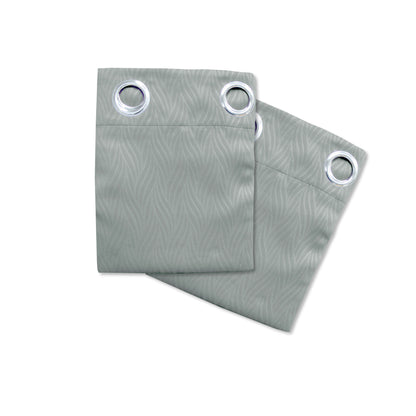 Pair of Blockout Embossed Eyelet Leaf Curtains Grey V442-ABR-CURTAIN-LEAFEYELET-GREY-RE
