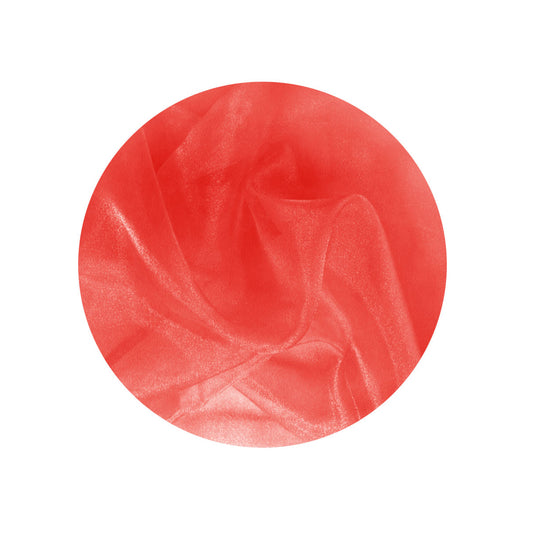Pair of Organza Sheer Rod Pocket Curtains Fire Red V442-ABR-CURTAIN-ORGANZAROD-FIRERED-RE