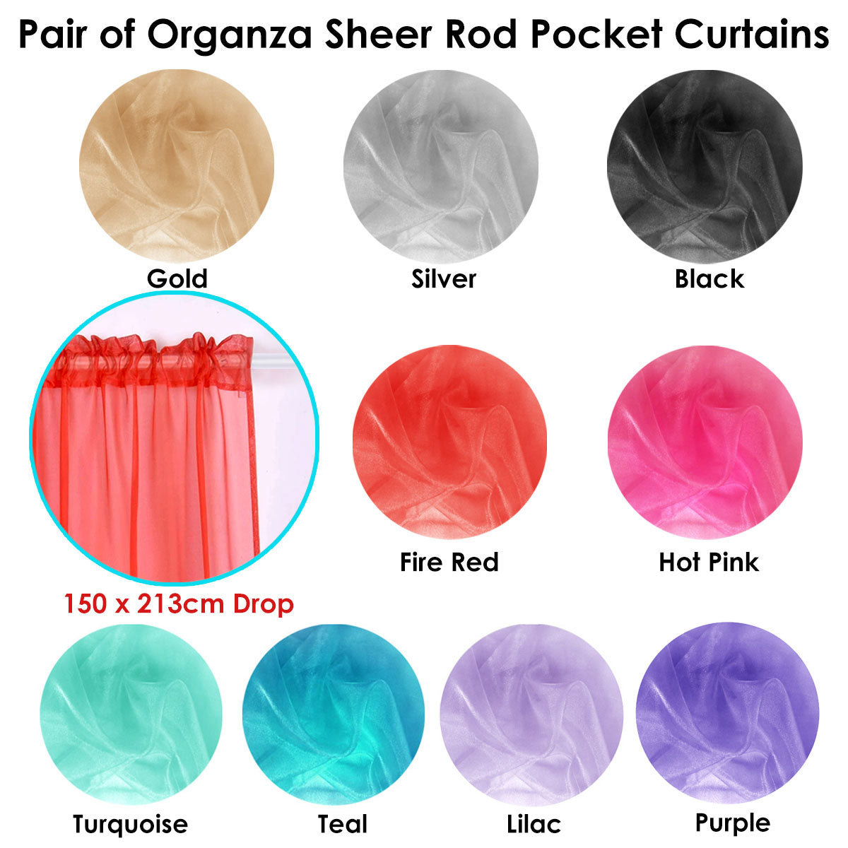 Pair of Organza Sheer Rod Pocket Curtains Purple V442-ABR-CURTAIN-ORGANZAROD-PURPLE-RE