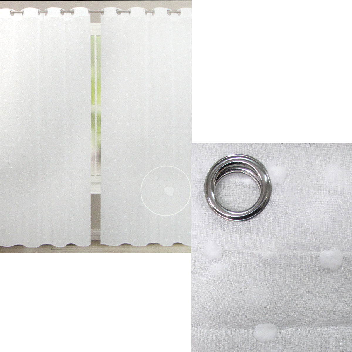 Bubble White Pair of Sheer Eyelet Curtains 140 x 223cm V442-ABR-CURTAIN-PAIRBUBBLEEYELET-WHITE-RE