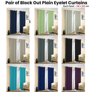 Pair of Blockout Plain Eyelet Curtains Blue V442-ABR-CURTAIN-PLAINEYELET-BLUE-RE
