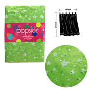 Pair of Organza Sequined Tab Top Curtains Sparkle Star Lime Green 140 x 213 cm V442-ABR-CURTAIN-SPARKLESTAR-LIME-RE