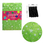 Pair of Organza Sequined Tab Top Curtains Sparkle Star Lime Green 140 x 213 cm V442-ABR-CURTAIN-SPARKLESTAR-LIME-RE