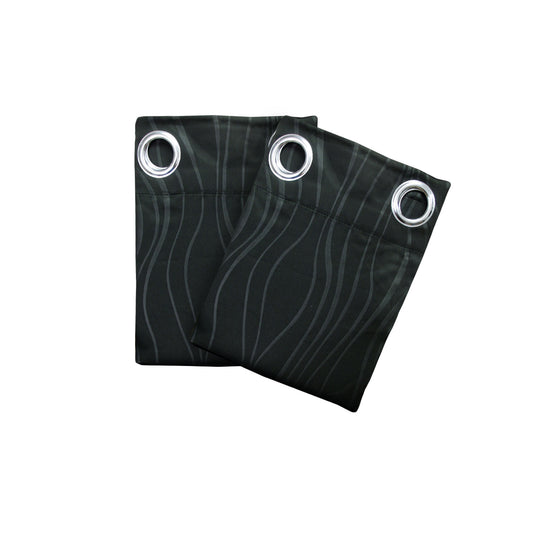 Pair of Blockout Embossed Eyelet Wave Curtains Black V442-ABR-CURTAIN-WAVEEYELET-BLACK-RE