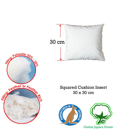 Duck Feather Rich Fill Cushion Inserter Square 30 x 30cm V442-ABR-CUSHION-FEATHERINSERT30CM-WHITE-SQ