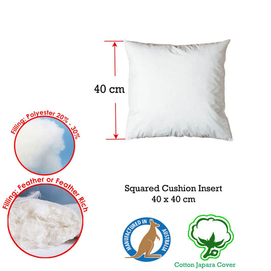 Duck Feather Rich Fill Cushion Inserter Square 40 x 40cm V442-ABR-CUSHION-FEATHERINSERT40CM-WHITE-SQ