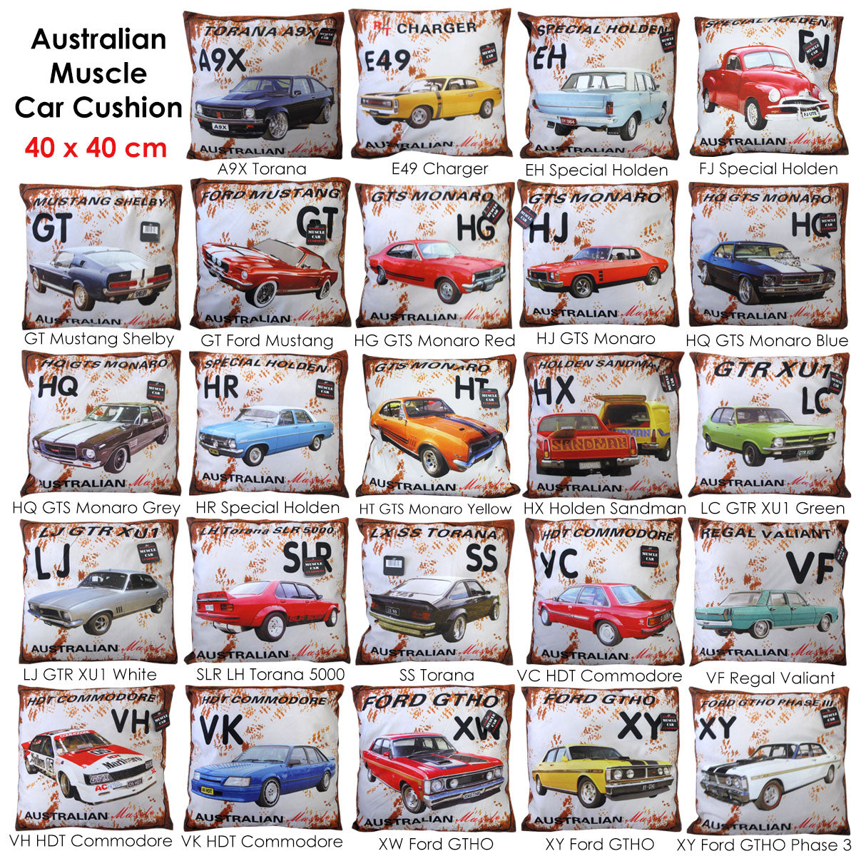 Australian Muscle Car Cushion VC HDT Comodore V442-ABR-CUSHION-MUSCLECARVC-RED-SQ