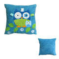 Blue Owl Embroidered Applique Square Cushion V442-ABR-CUSHION-OWL-BLUE-SQ