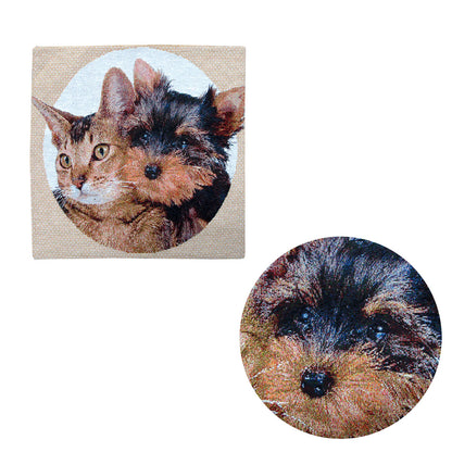 Tapestry Pet Cat Dog Square Cushion Cover Design 1 V442-ABR-CUSHIONC-CATDOGDESIGN1-BROWN-SQ