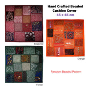 Hand Crafted Beaded Cushion Cover Forest V442-ABR-CUSHIONC-HANDCRAFTEDBEAD-FOREST-SQ