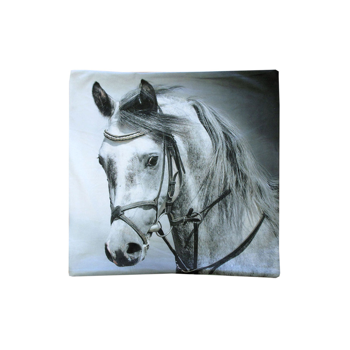 Horse Portrait Square Cushion Cover V442-ABR-CUSHIONC-HORSEPORTRAIT-BLACK-SQ