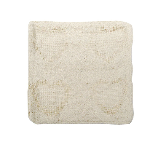 Cotton Knitted Cushion Cover Heart Natural V442-ABR-CUSHIONC-KNITTEDHEART-NATURAL-SQ