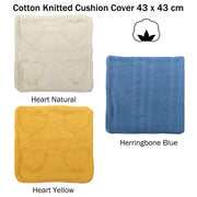 Cotton Knitted Cushion Cover Heart Natural V442-ABR-CUSHIONC-KNITTEDHEART-NATURAL-SQ