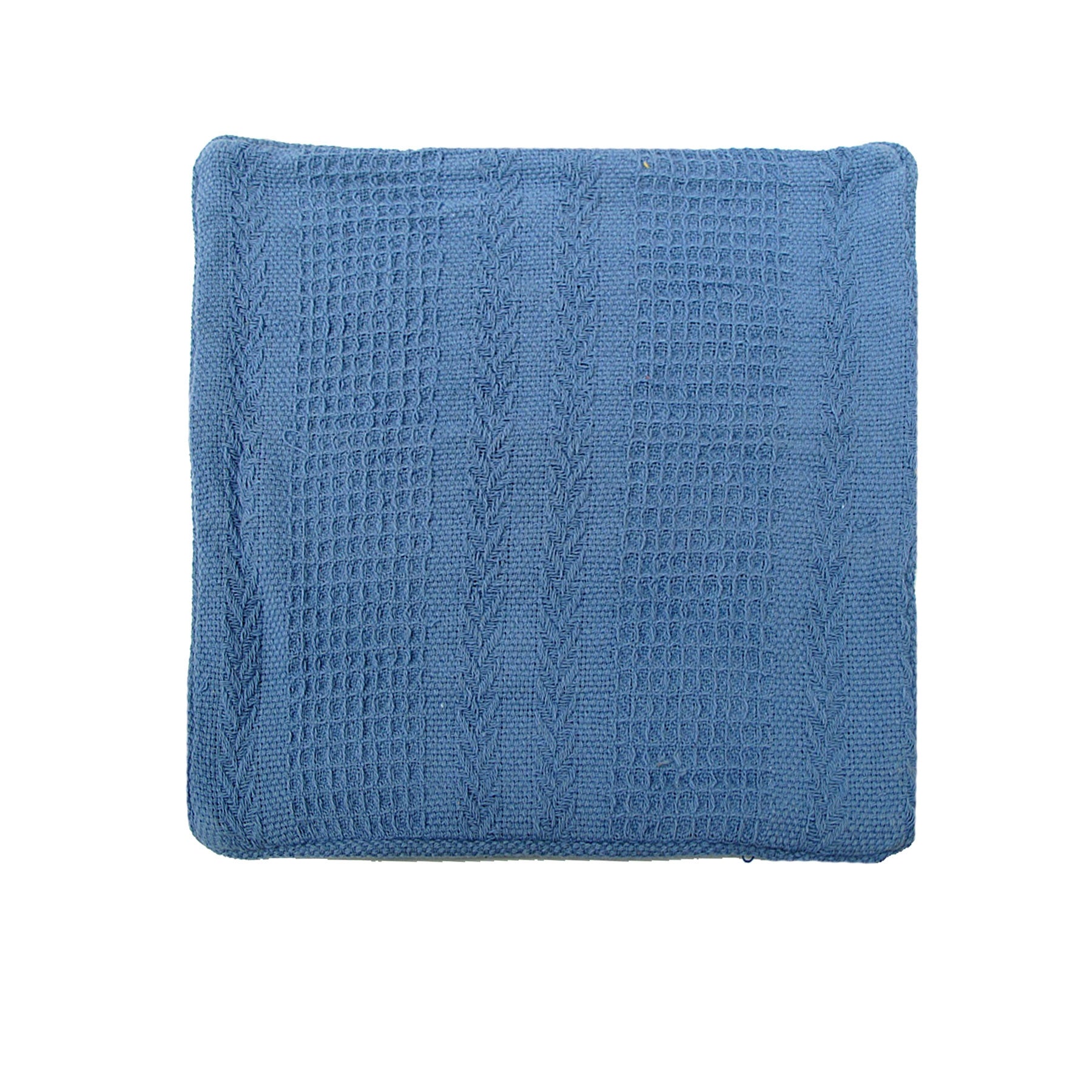 Cotton Knitted Cushion Cover Herringbone Blue V442-ABR-CUSHIONC-KNITTEDHERRINGB-BLUE-SQ