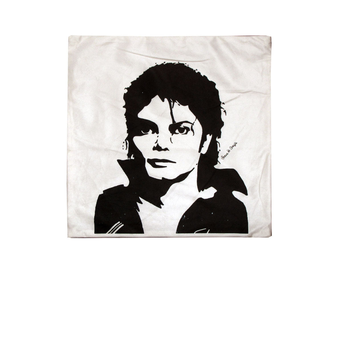 Michael Jackson Portrait Square Cushion Cover V442-ABR-CUSHIONC-MJPORTRAIT-CREAM-SQ