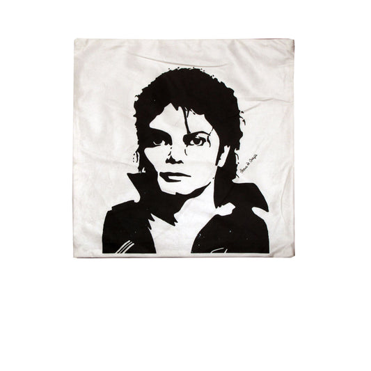 Michael Jackson Portrait Square Cushion Cover V442-ABR-CUSHIONC-MJPORTRAIT-CREAM-SQ