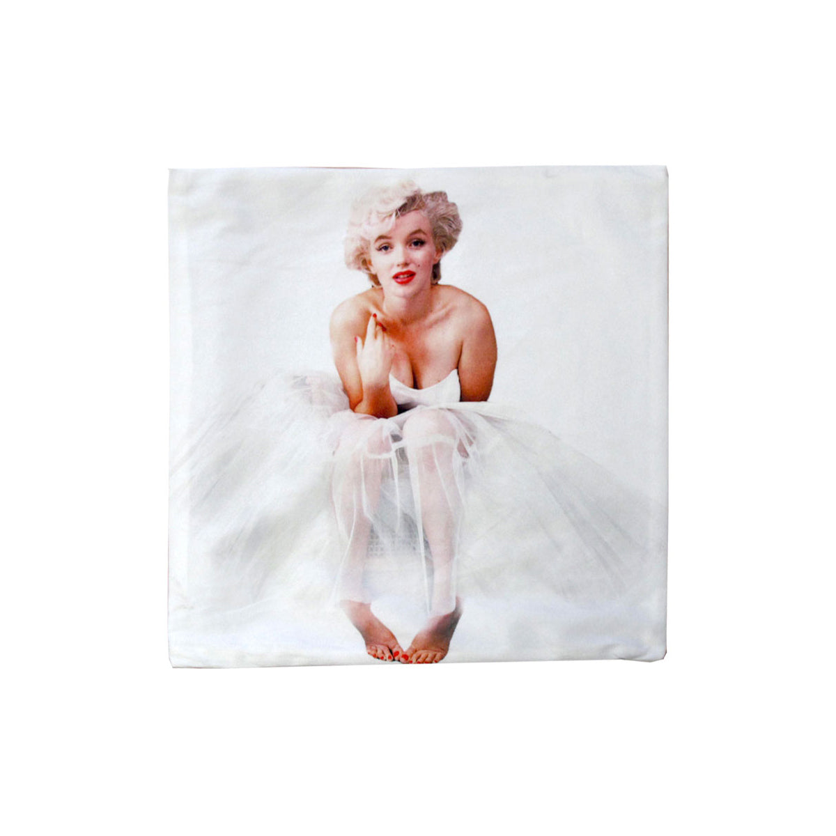 Marilyn Monroe Ballerina Square Cushion Cover V442-ABR-CUSHIONC-MMBALLERINA-WHITE-SQ