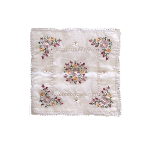 Victoriana Cream Applique Embroidered Cushion Cover 45 x 45 cm V442-ABR-CUSHIONC-VICTORIANA-CREAM-SQ
