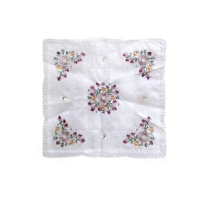 Victoriana White Applique Embroidered Cushion Cover 45 x 45 cm V442-ABR-CUSHIONC-VICTORIANA-WHITE-SQ