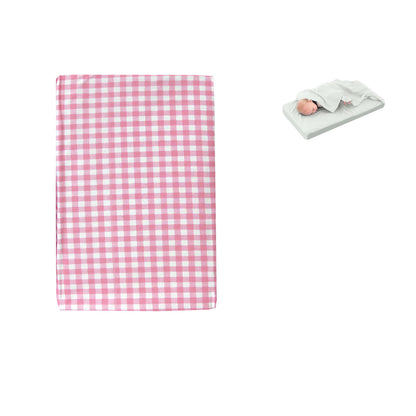 Checked Pink Bassinet Fitted Sheet with a Flat Sheet Sewed Attached V442-ABR-FITTEDS-BASSINETCHECKED-PINK-CT