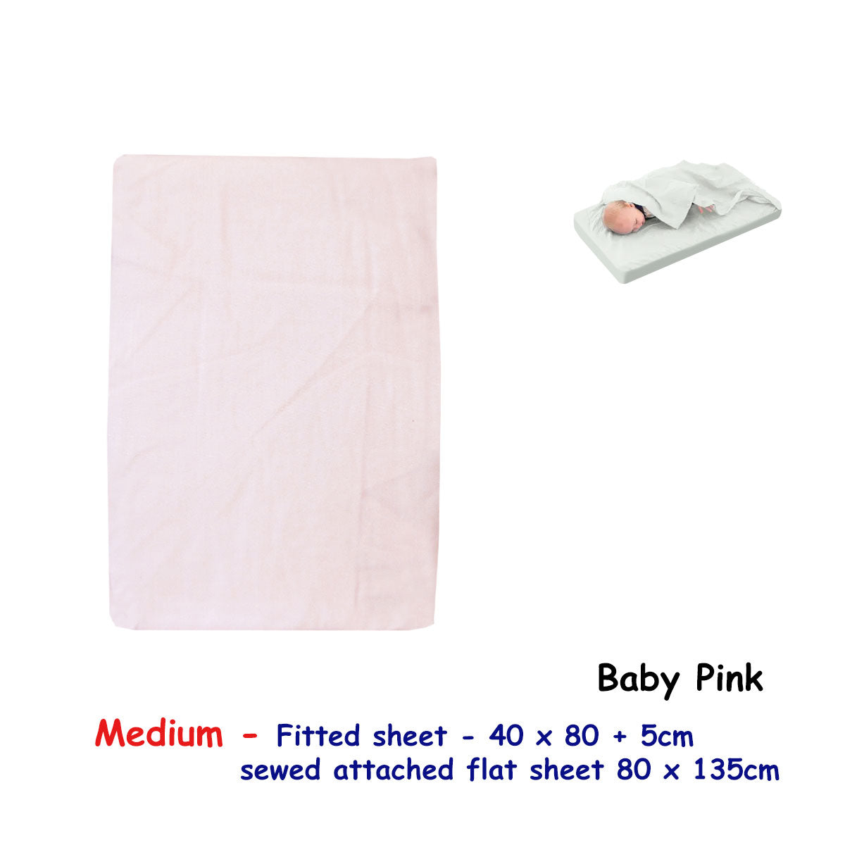 Baby Pink Bassinet Fitted Sheet with a Flat Sheet Sewed Attached V442-ABR-FITTEDS-BASSINETSOLID-BABYPINK-CT