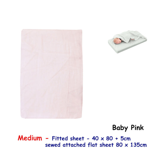 Baby Pink Bassinet Fitted Sheet with a Flat Sheet Sewed Attached V442-ABR-FITTEDS-BASSINETSOLID-BABYPINK-CT