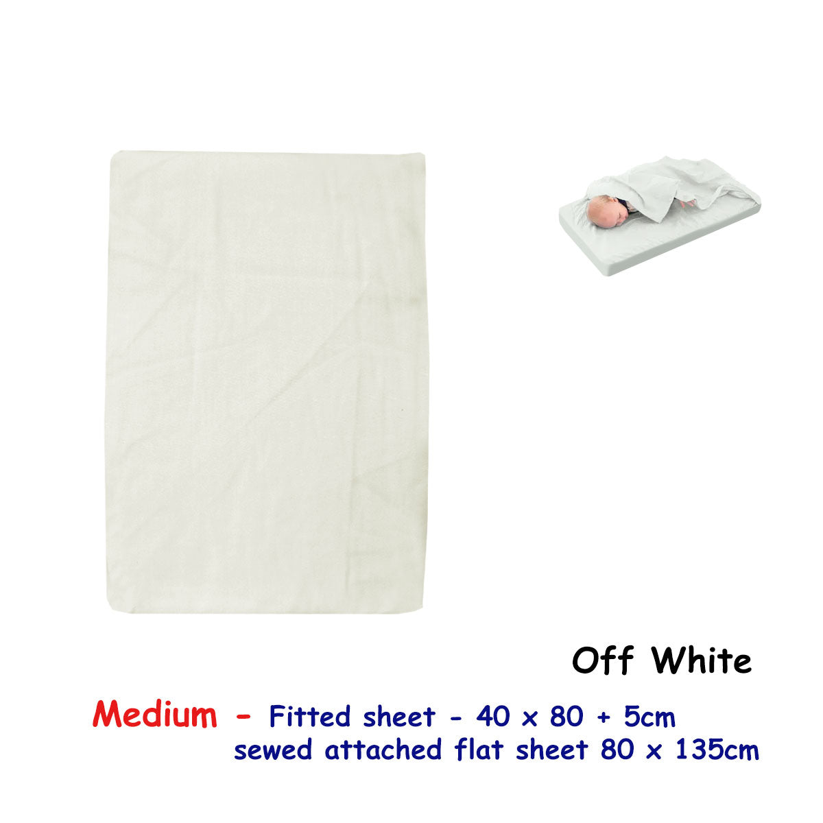 Off White Bassinet Fitted Sheet with a Flat Sheet Sewed Attached V442-ABR-FITTEDS-BASSINETSOLID-OFFWHITE-CT