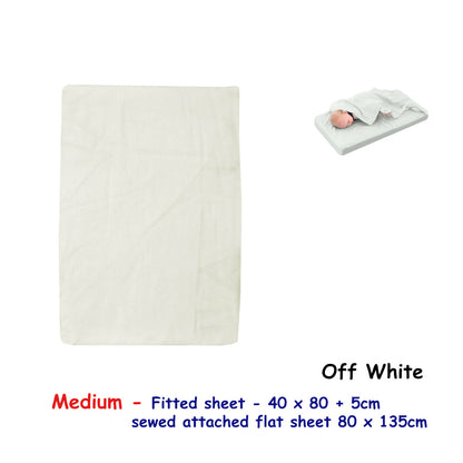 Off White Bassinet Fitted Sheet with a Flat Sheet Sewed Attached V442-ABR-FITTEDS-BASSINETSOLID-OFFWHITE-CT