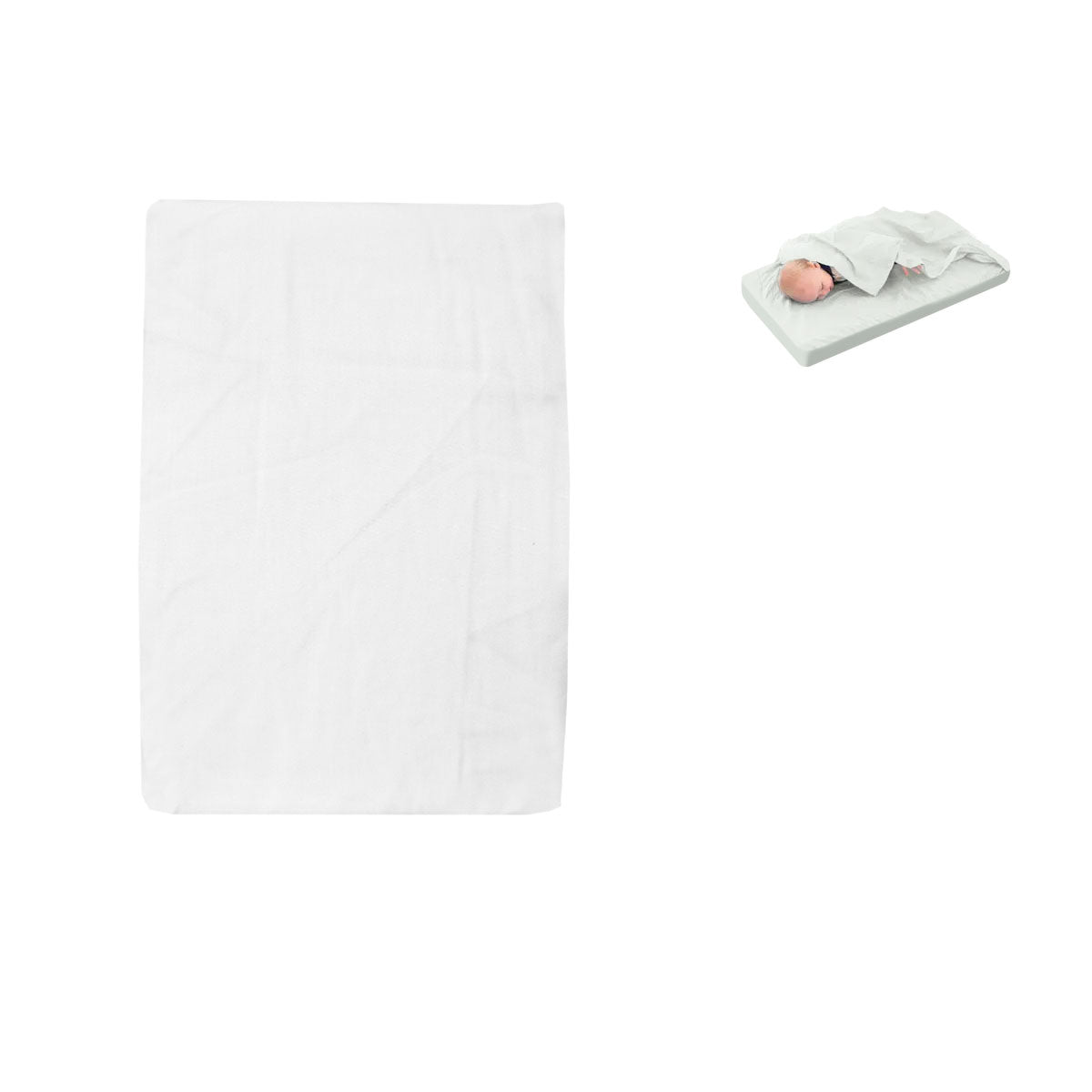 White Bassinet Fitted Sheet with a Flat Sheet Sewed Attached V442-ABR-FITTEDS-BASSINETSOLID-WHITE-CT
