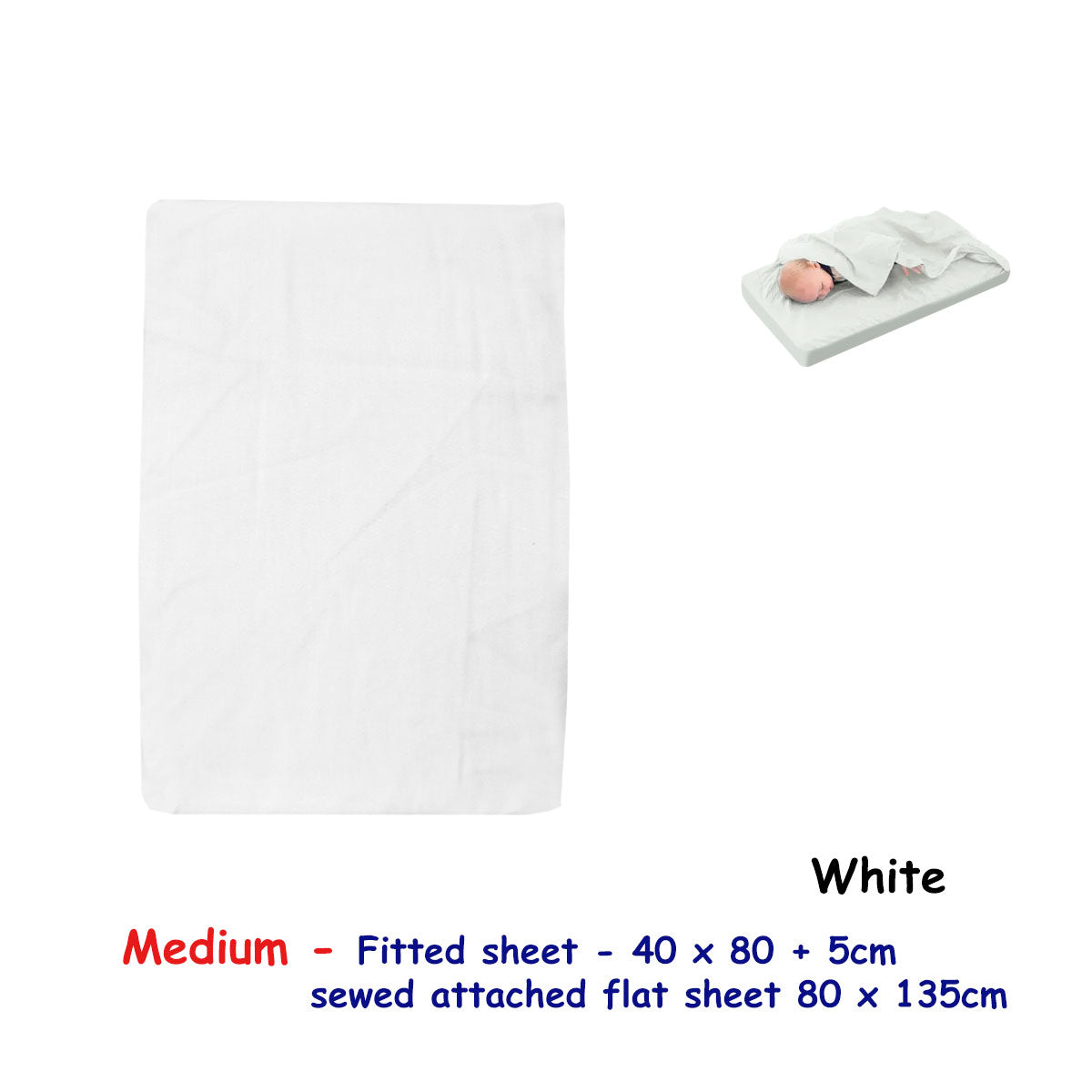 White Bassinet Fitted Sheet with a Flat Sheet Sewed Attached V442-ABR-FITTEDS-BASSINETSOLID-WHITE-CT