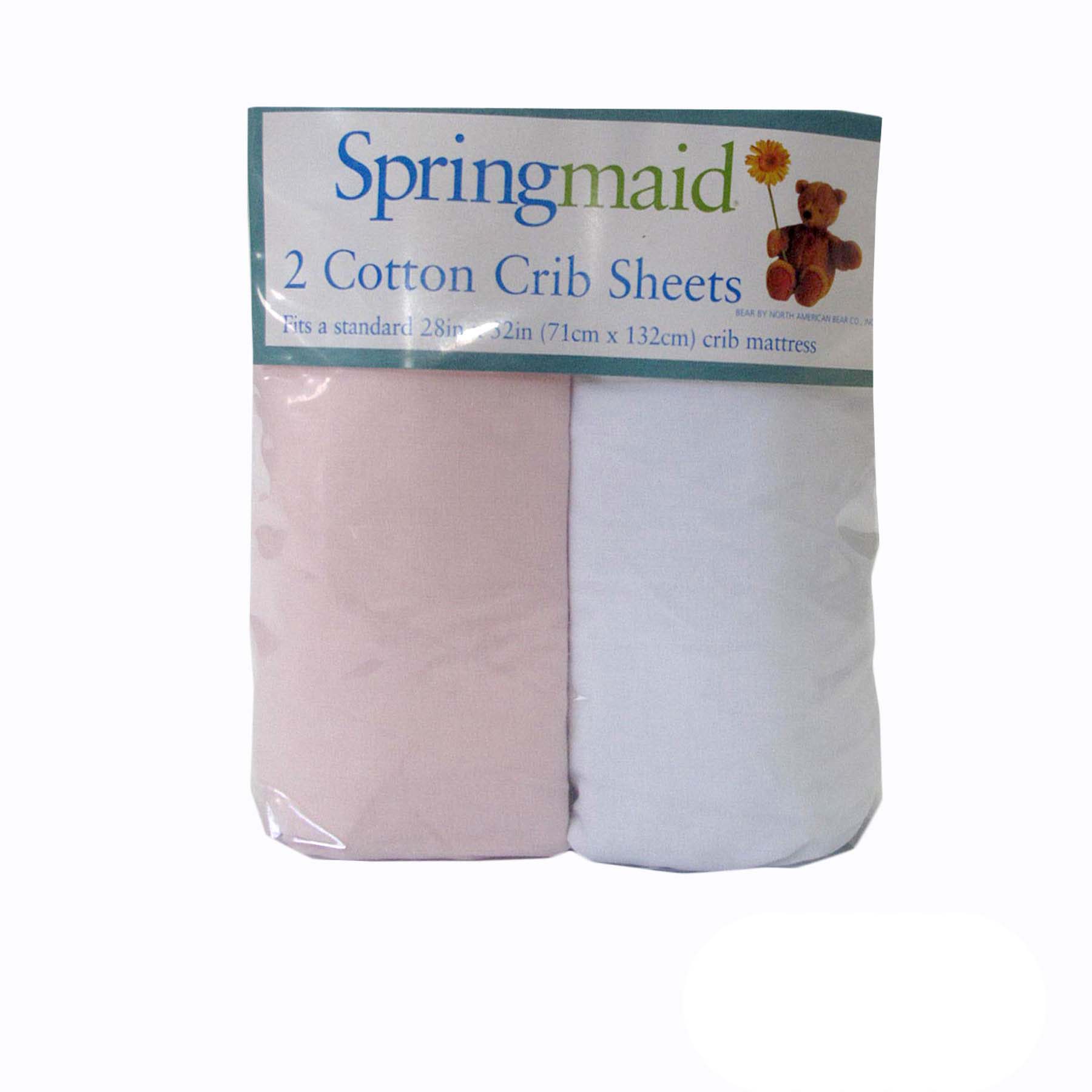 2 Piece of Baby Cot Cotton Fitted Sheet Pink & White V442-ABR-FITTEDS-COTTON-PINK-CT
