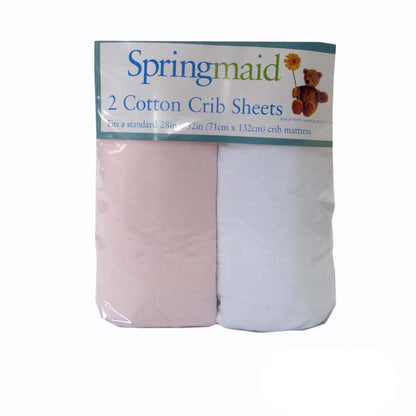 2 Piece of Baby Cot Cotton Fitted Sheet Pink & White V442-ABR-FITTEDS-COTTON-PINK-CT