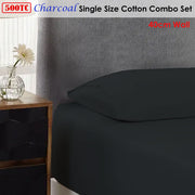 500TC Cotton Combo Set Charcoal Single 40cm Wall V442-ABR-FITTEDSS-500TCCOTTON-CHARCOAL-SB