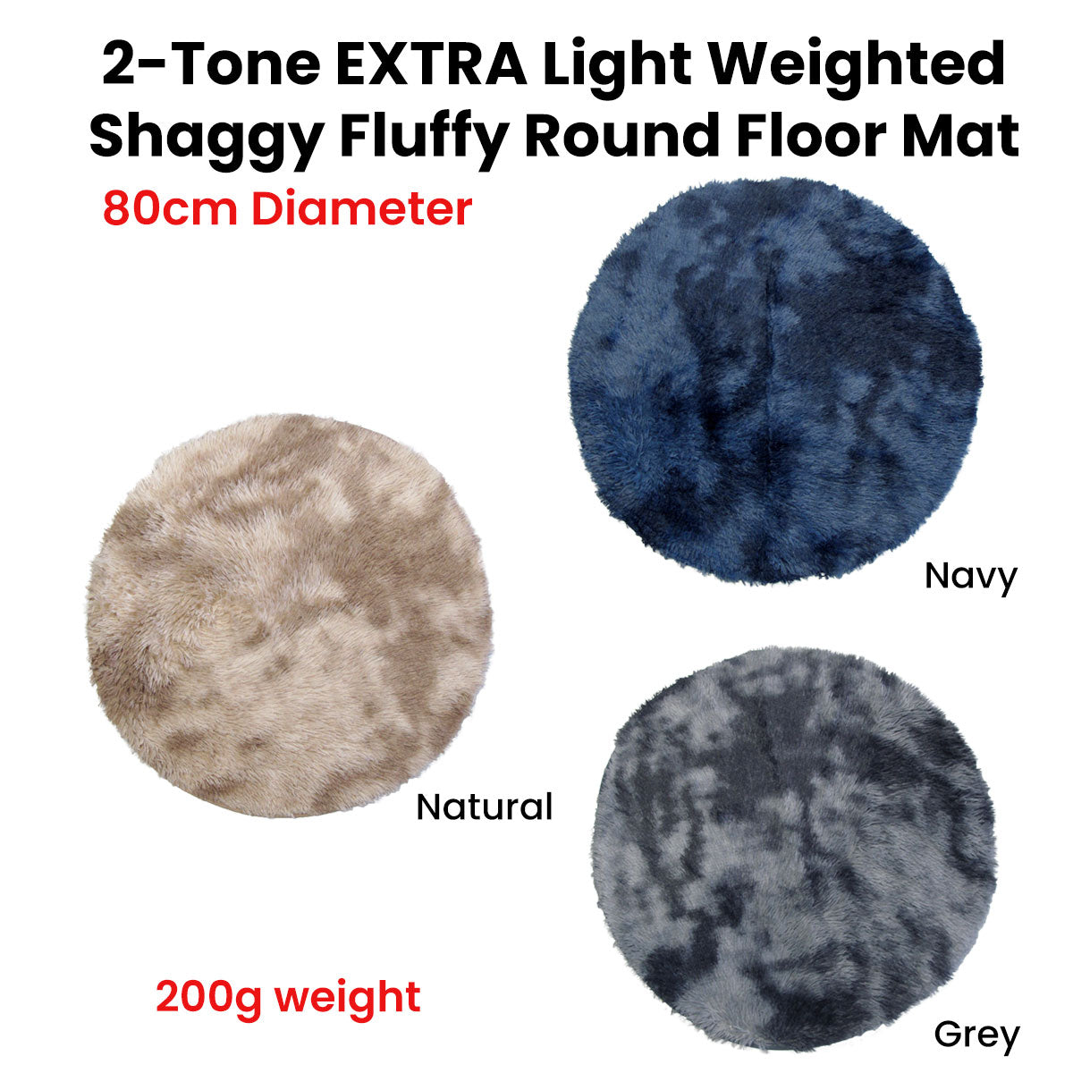 2-Toned Extra Light Weighted Shaggy Fluffy Floor Mat Grey V442-ABR-FLOORR-LIGHTWEIGHTSHAGGY-GREY-RD
