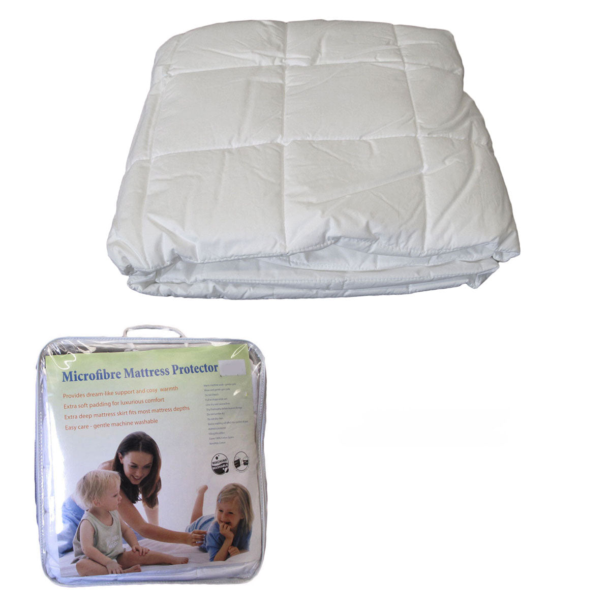 Cotton Japara Cover Microfiber Filling Mattress Protector Single V442-ABR-MATTRESSP-MICROFIBER-WHITE-SB