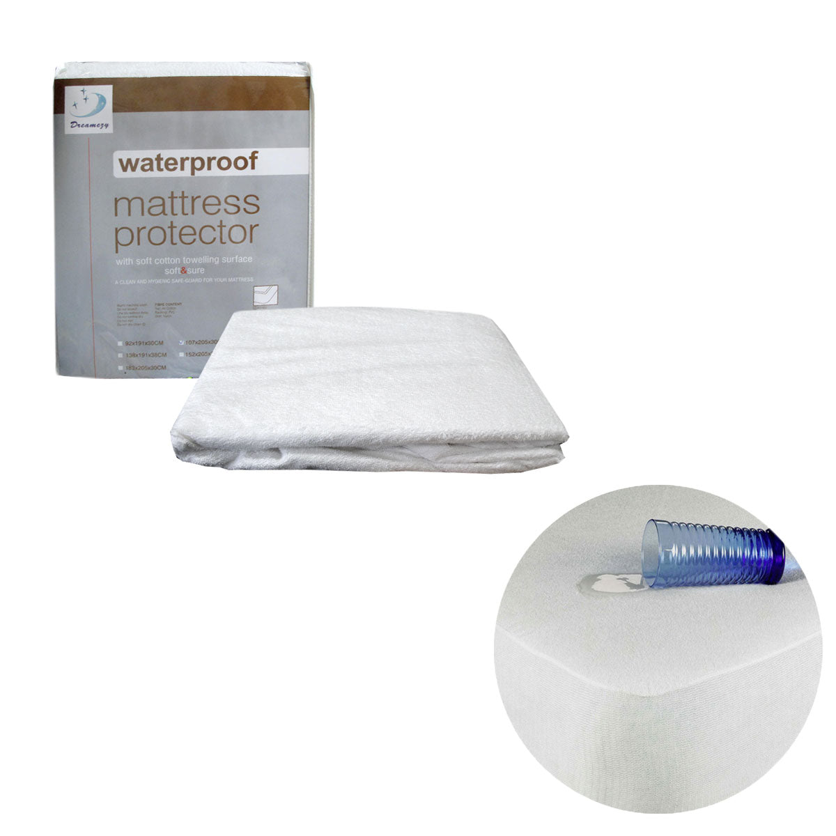 Fully Fitted Terry Waterproof Mattress Protector 30cm Wall V442-ABR-MATTRESSP-WATERPROOF-WHITE-KS