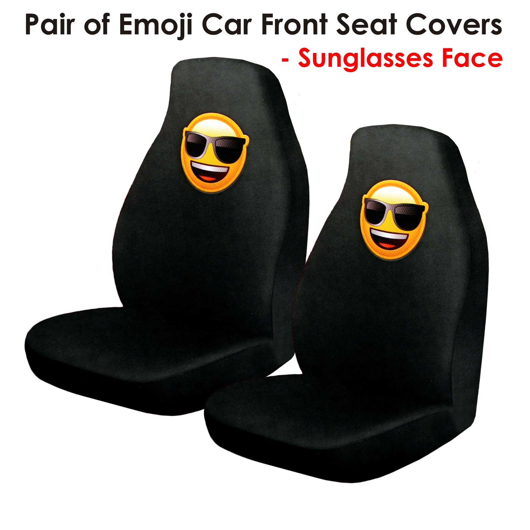 Pair of Emoji Car Front Seat Covers Sunglasses Faces V442-ABR-MISC-CARSEATCOVER-SUNGLASS-SH