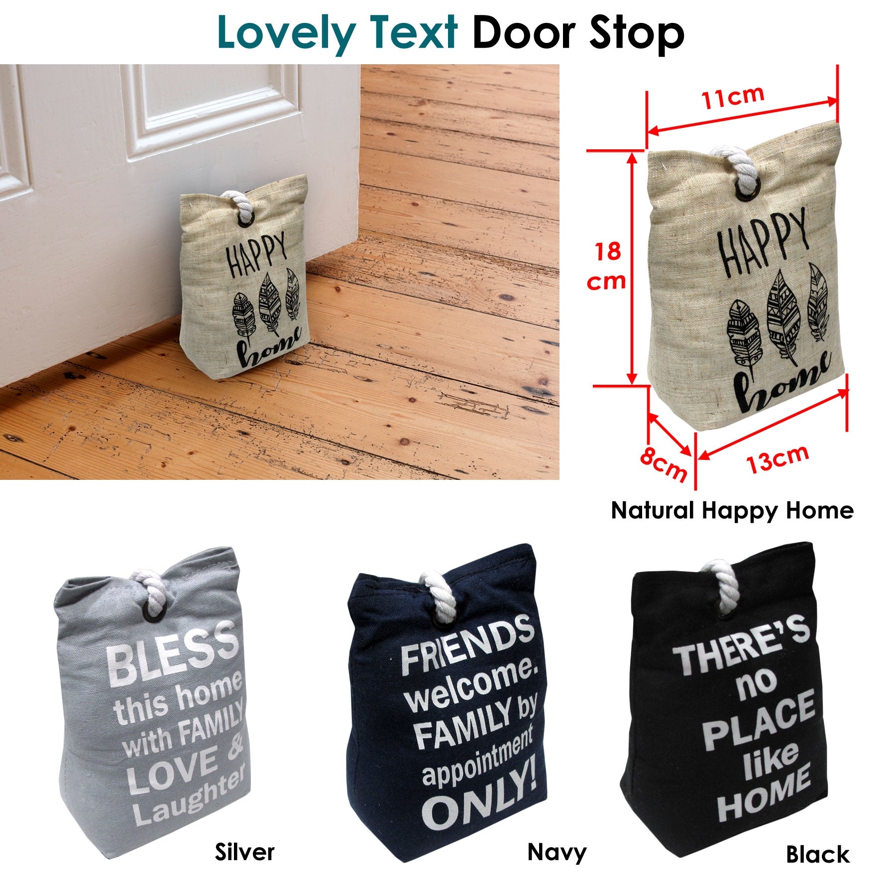 Door Stop Bag Navy Approx 0.98kg V442-ABR-MISC-DOORSTOPTEXT-NAVY-SH