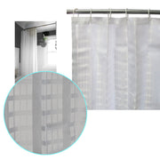 Jacquard White Checkered Bathroom Shower Curtain 180cm wide x 210 cm long V442-ABR-MISC-JACQUARDSHOWERCUR-WHITE-RE