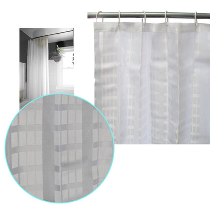 Jacquard White Checkered Bathroom Shower Curtain 180cm wide x 210 cm long V442-ABR-MISC-JACQUARDSHOWERCUR-WHITE-RE