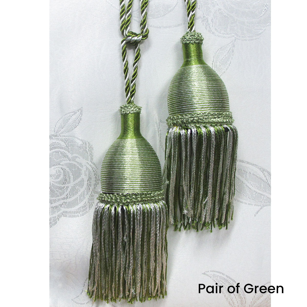 Pair of Curtain Tassel Rope Ties 52cm Green V442-ABR-MISC-PAIRCURTAINTIES-GREEN-SH