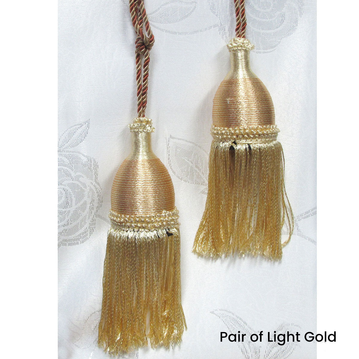 Pair of Curtain Tassel Rope Ties 52cm Light Gold V442-ABR-MISC-PAIRCURTAINTIES-LIGHGOLD-SH